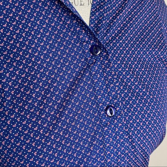 Annabelle Blue & Pink Cap Sleeve Button Up Shirt Women's Size XSmall - Picture 2 of 8